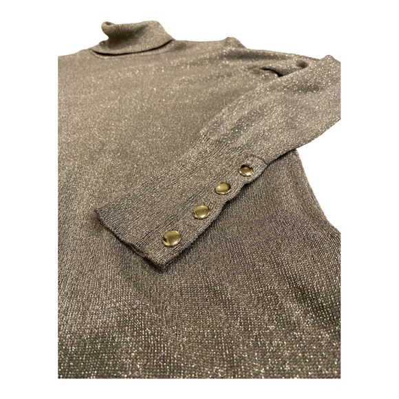 Joseph A Sparkly Silver Gray Turtle Neck Long Sleeve Knit Top Women’s Size MP - Picture 6 of 9